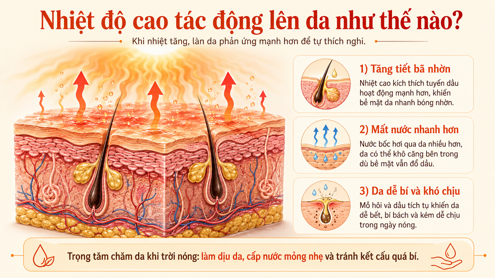 Minh họa nhiệt độ cao làm da thay đổi